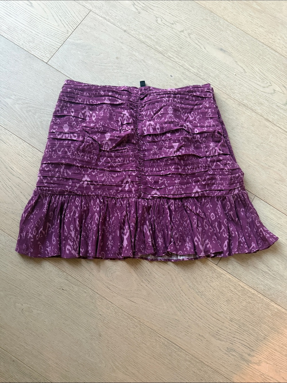 Tiered Ruffle Mini Skirt in Plum Print
